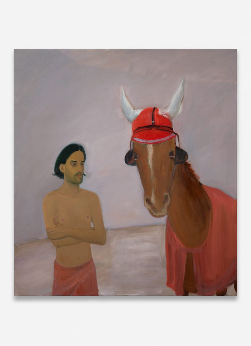 Cheng Xinyi, The Horse Wearing a Red Ear Bonnet and Eye Blinders, 2020