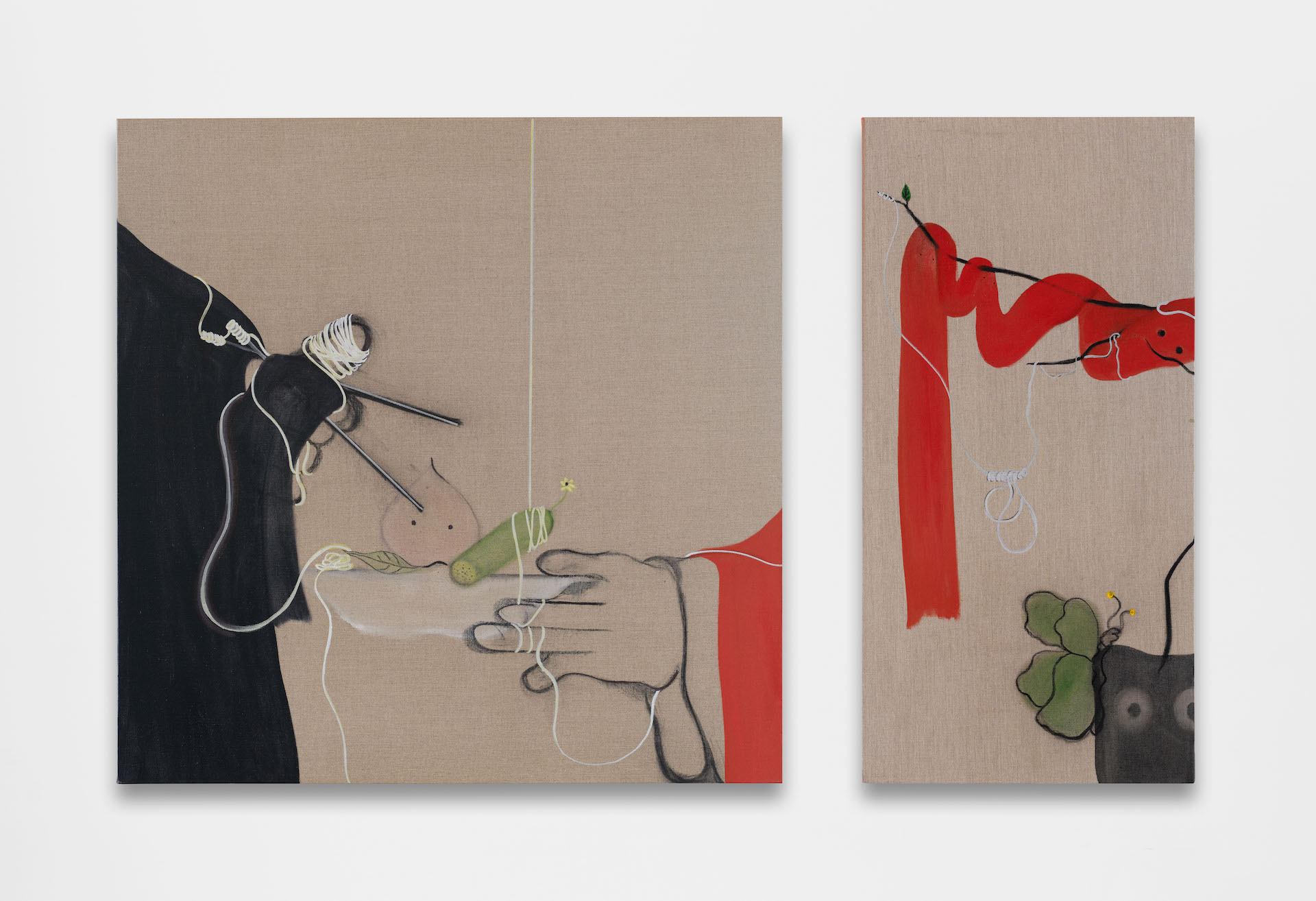 Owen Fu, Marriage「Untitled (Saturn Peach and Cucumber) & Untitled (Past Lives), diptych」, 2023
