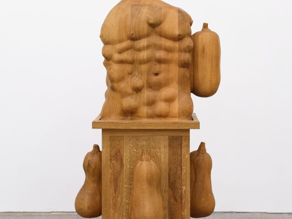 Daniel Dewar & Grégory Gicquel, Oak cabinet with courgettes and body fragments, 2024