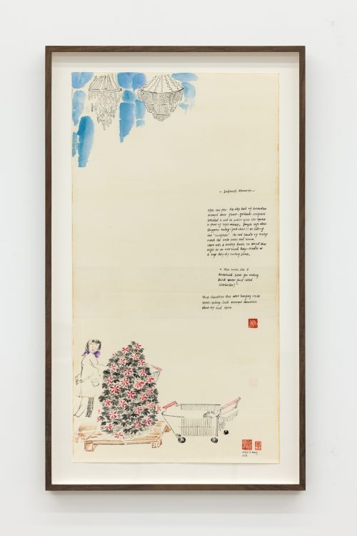 Evelyn Taocheng Wang, Supermarket Shopping Chart and Memory of Chandeliers, 2024