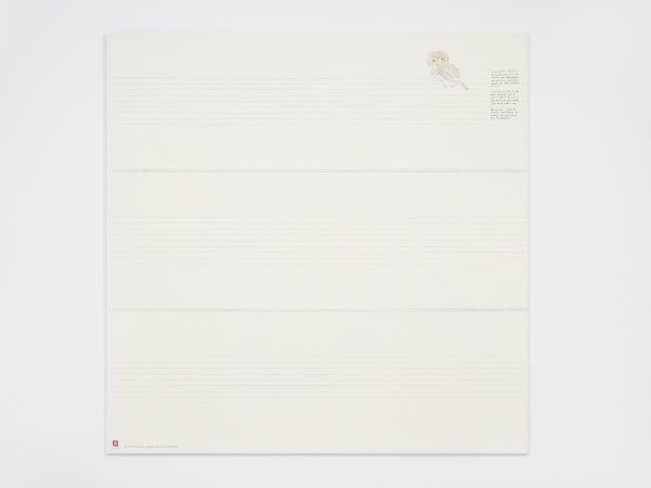 王伊芙玲韬程，Pearl-spotted Owlet from Out of Africa (1985) and Imitation of Agnes Martin，2023