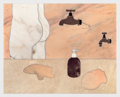 Daniel Dewar & Grégory Gicquel, Stone Marquetry with Body, Soap Dispenser and Taps II, 2017
