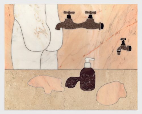 Daniel Dewar & Grégory Gicquel, Stone Marquetry with Body, Soap Dispenser and Taps II, 2017
