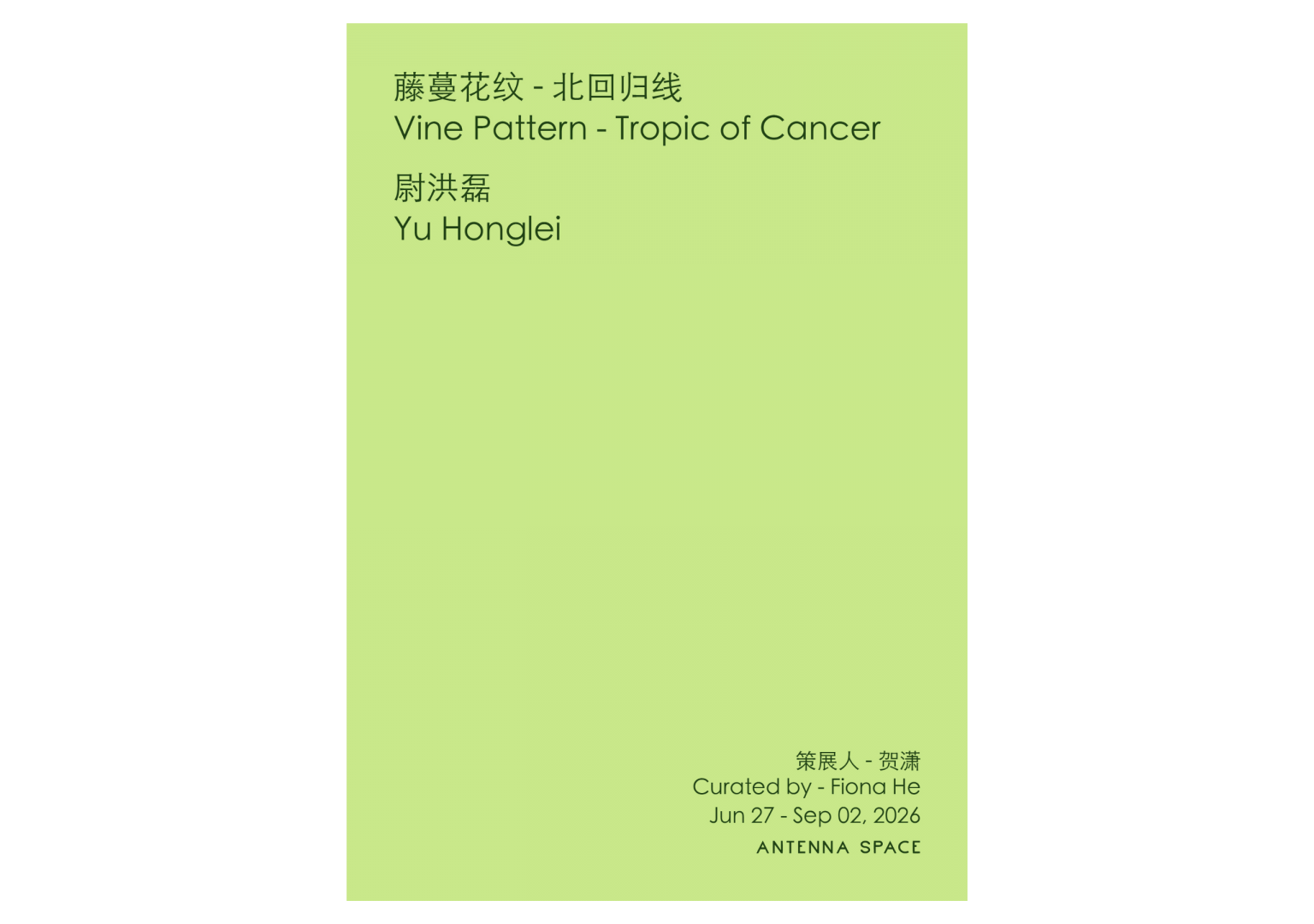 Yu Honglei: Vine Pattern - Tropic of Cancer